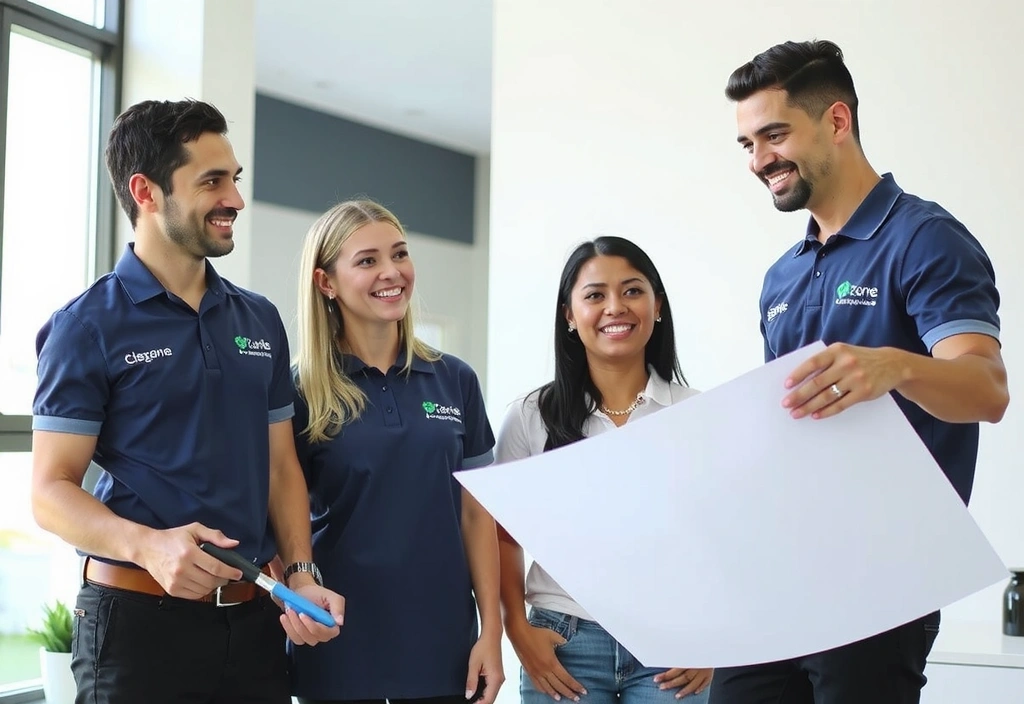 Echipă cleaningzone discutând