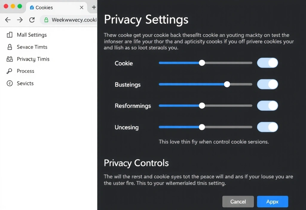 Ilustrație cu un panou de control al confidențialității browserului